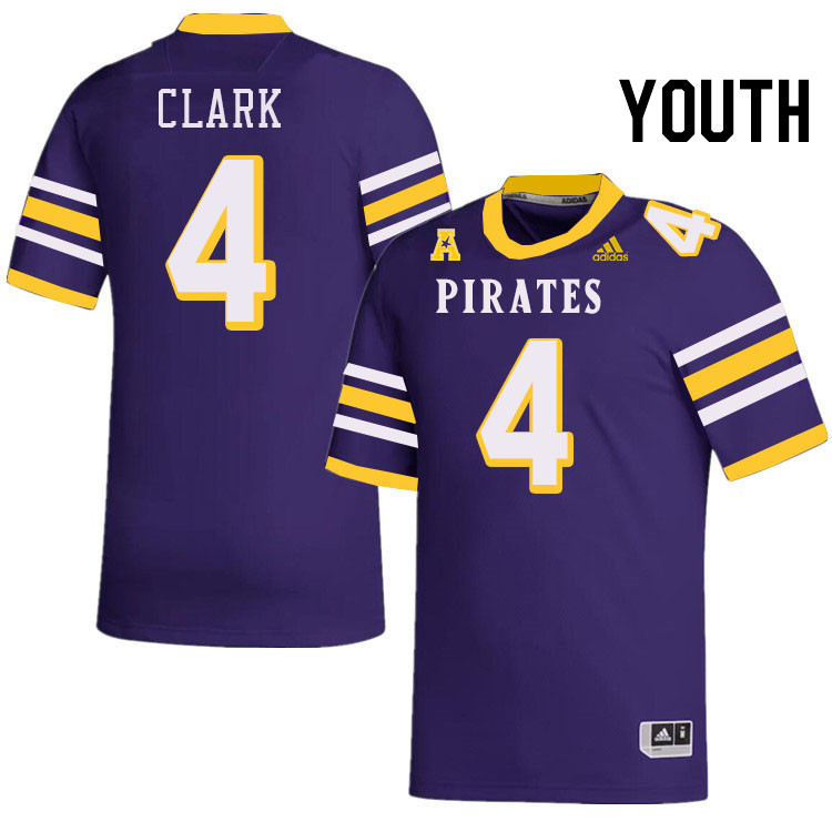 Youth #4 Javion Clark ECU Pirates College Football Jerseys Stitched-Throwback